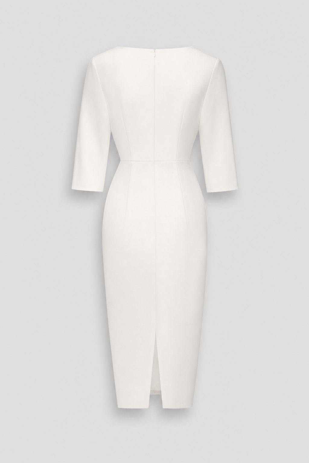 Pearl-Embellished Sheath Midi Dress With Crew Neck - 5