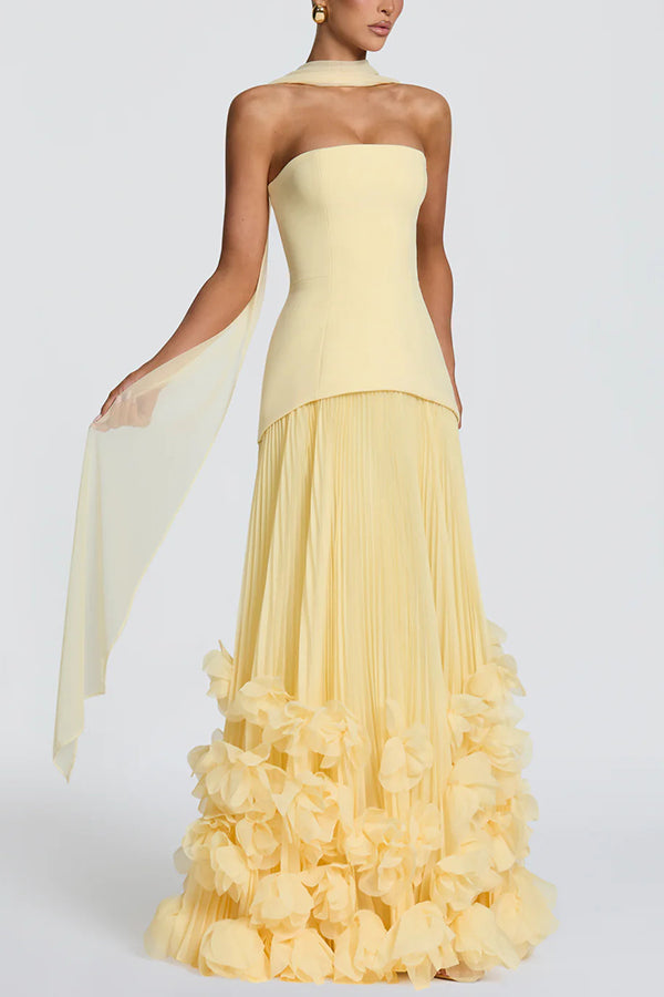 Strapless maxi gown with lace-up corset back - view 7