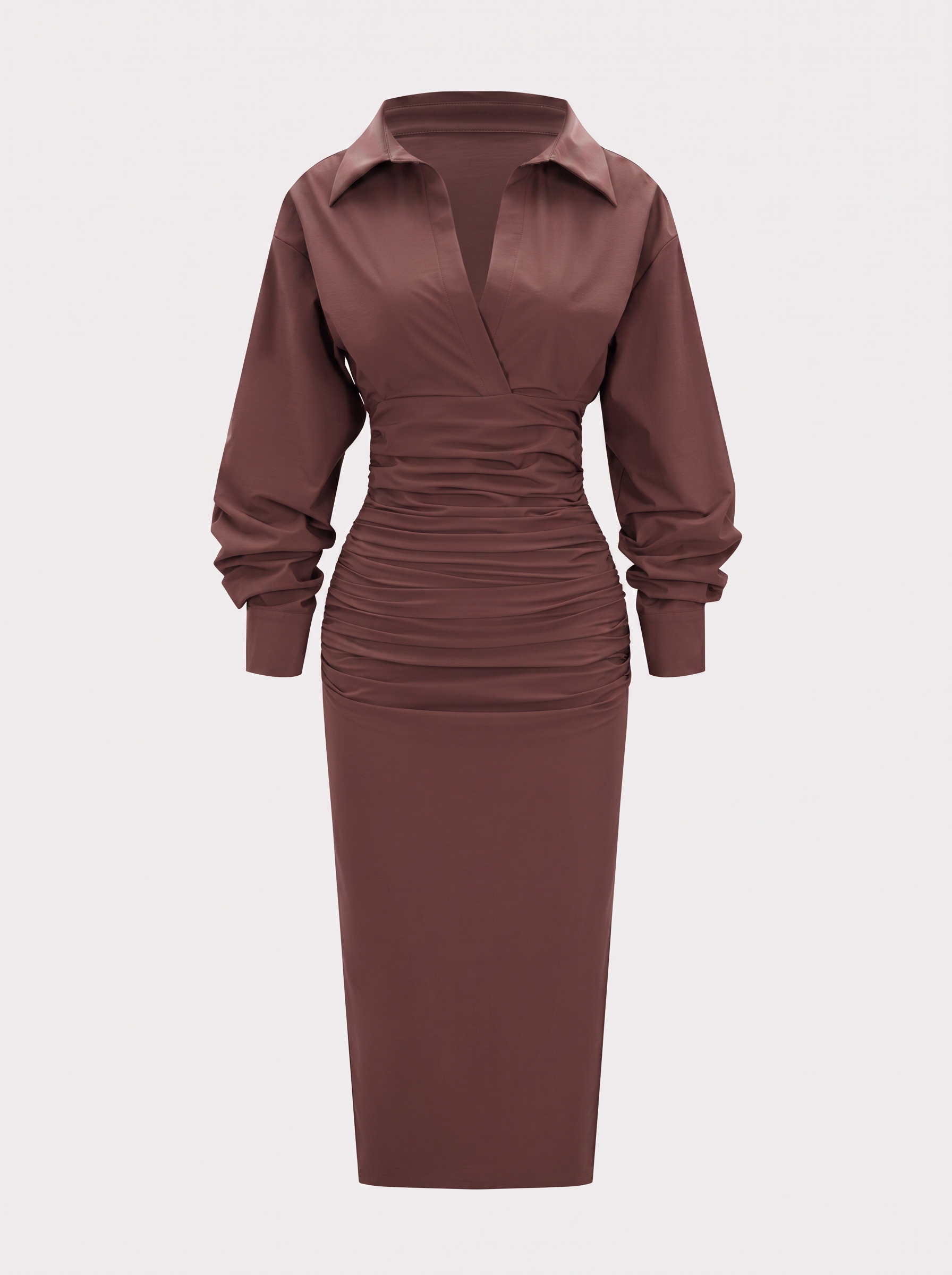 Polyamide Blend Ruched Midi Dress - view 5