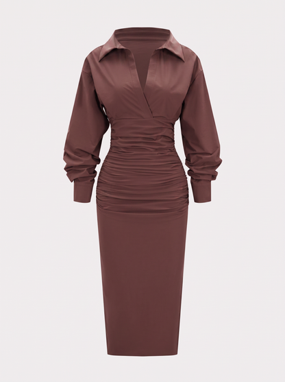 Polyamide Blend Ruched Midi Dress - view 5