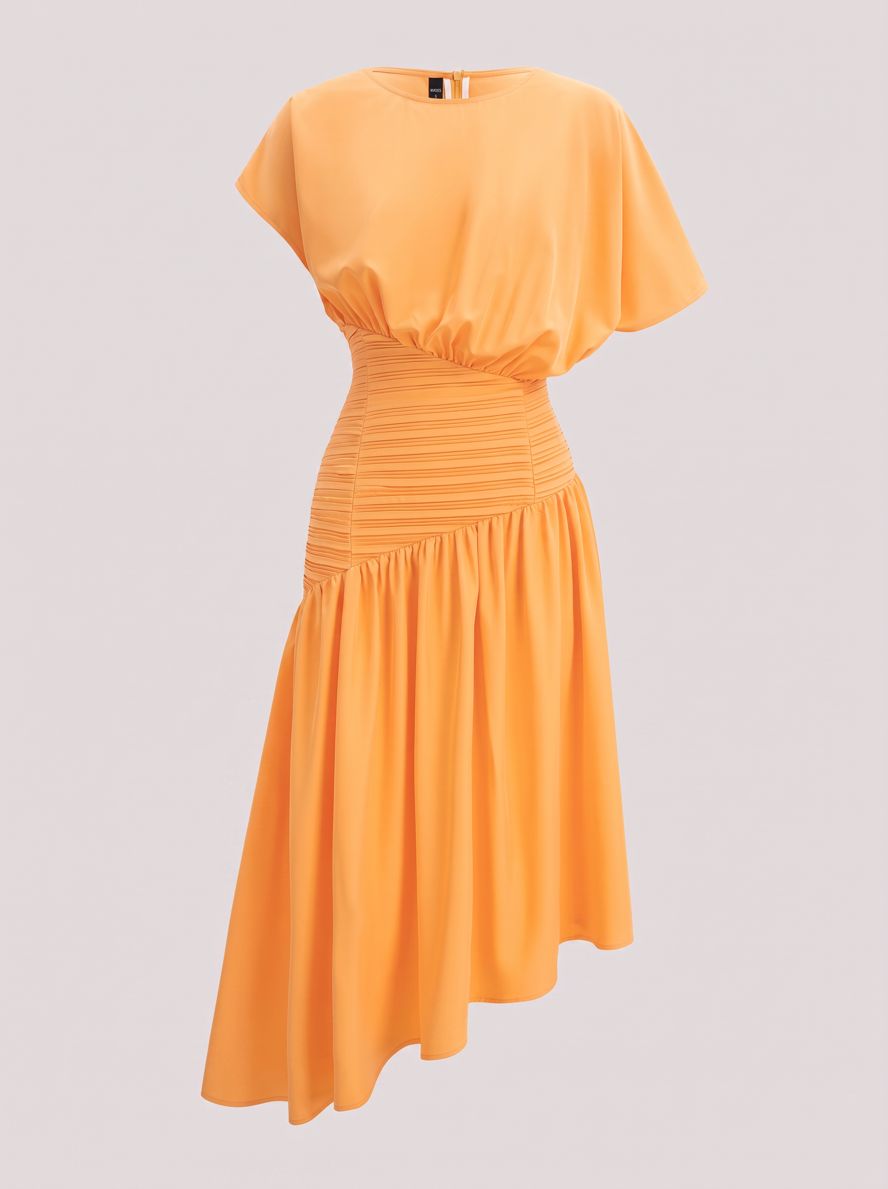 Asymmetric Sleeve Midi Dress