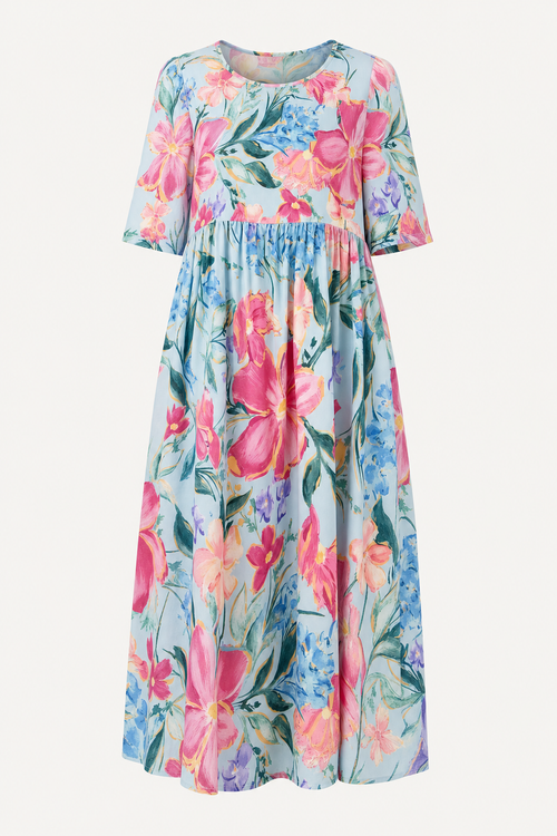 Cotton Blend Relaxed Midi Dress