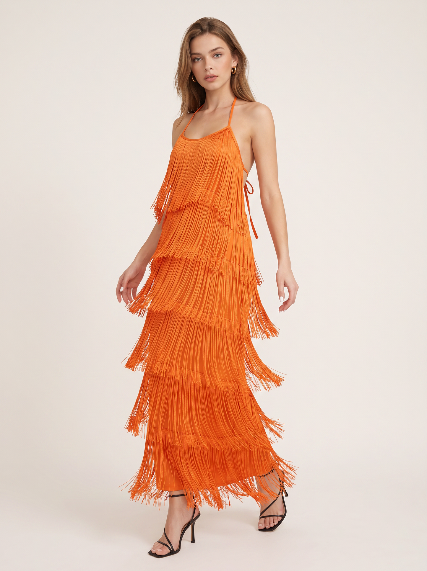 Tiered Tassel Tie-Back Maxi Dress - view 6