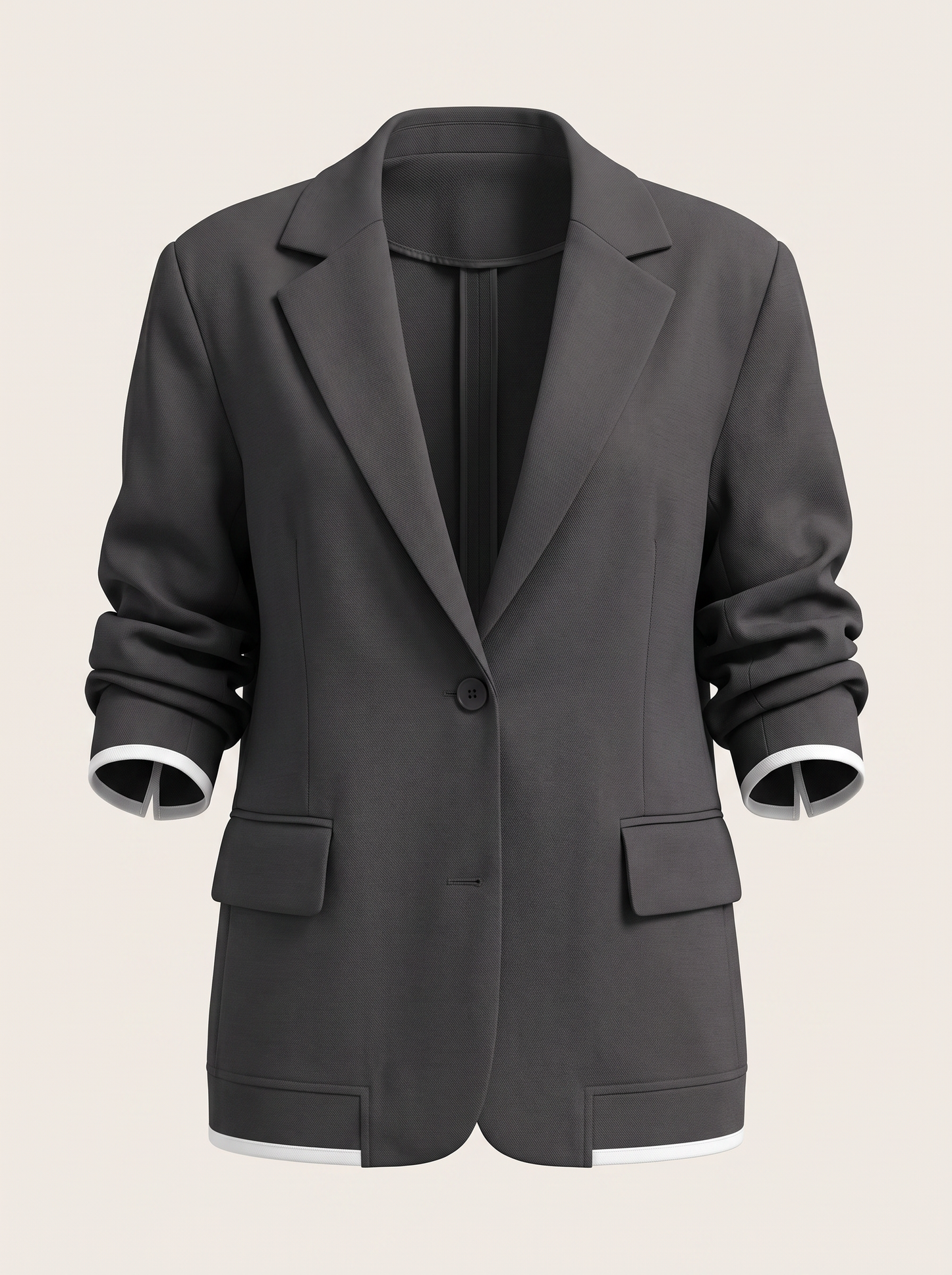 Ribbed Lapel Blazer and Pants Set