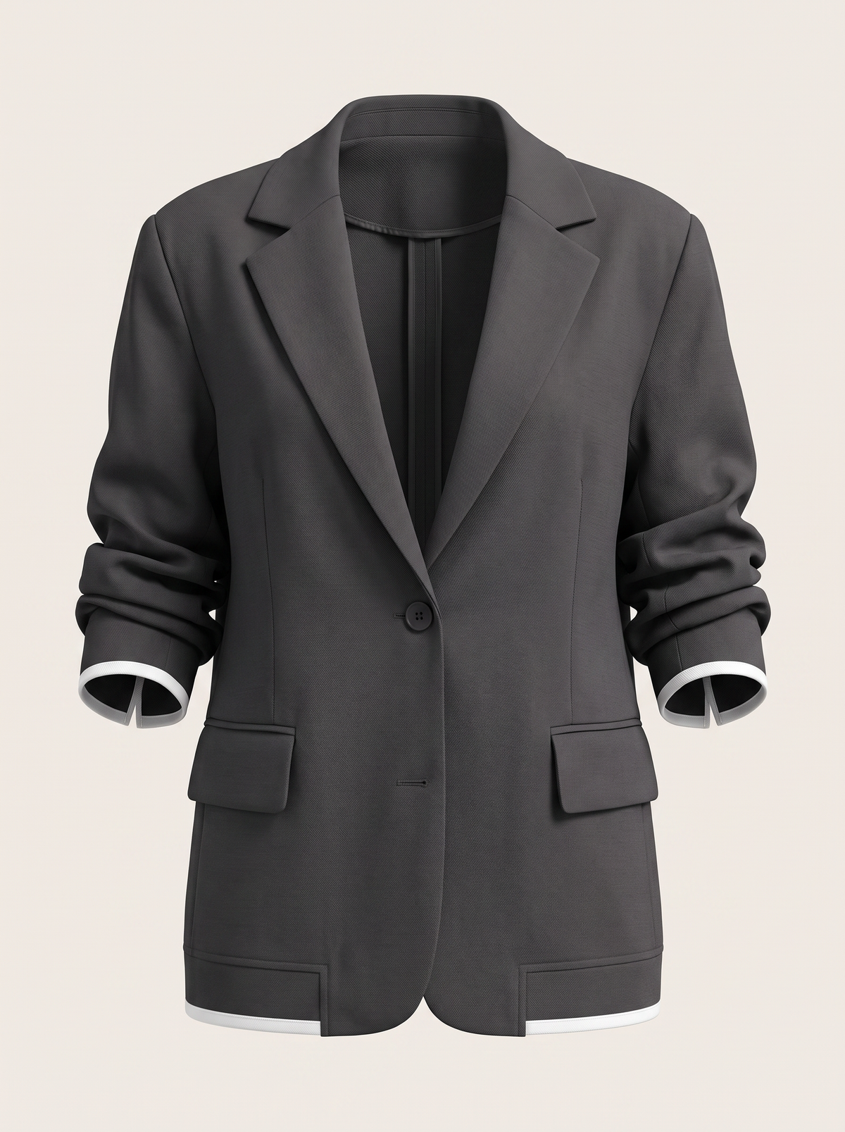 Ribbed Lapel Blazer and Pants Set