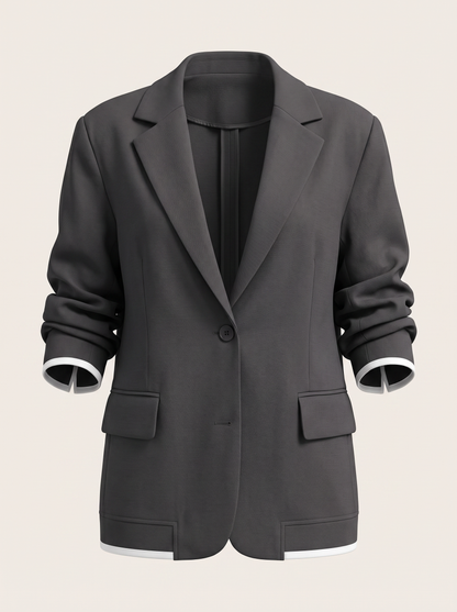 Ribbed Lapel Blazer and Pants Set