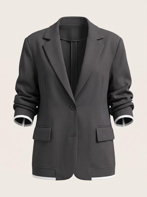 Ribbed Lapel Blazer and Pants Set
