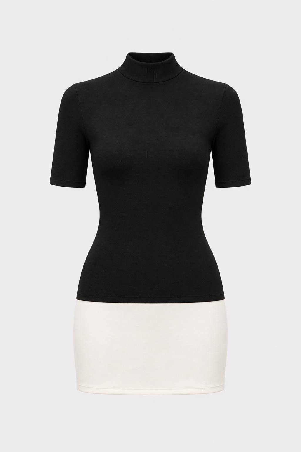 Chic Blend Dress With High Neckline - 1