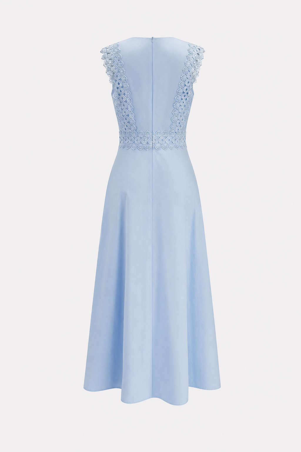 Light Blue Cotton Sleeveless Midi Dress - view 6