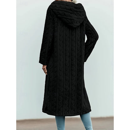 Hooded Longline Coat, Open Front - view 5