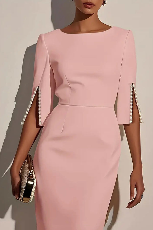 Beaded Round Neck Midi Dress - view 6