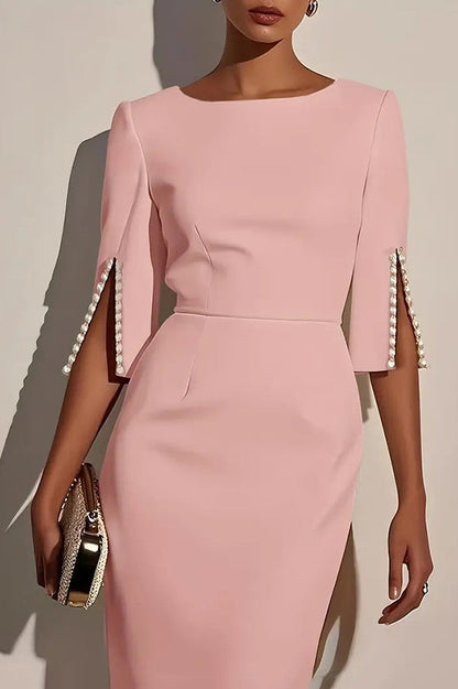 Beaded Round Neck Midi Dress - view 6
