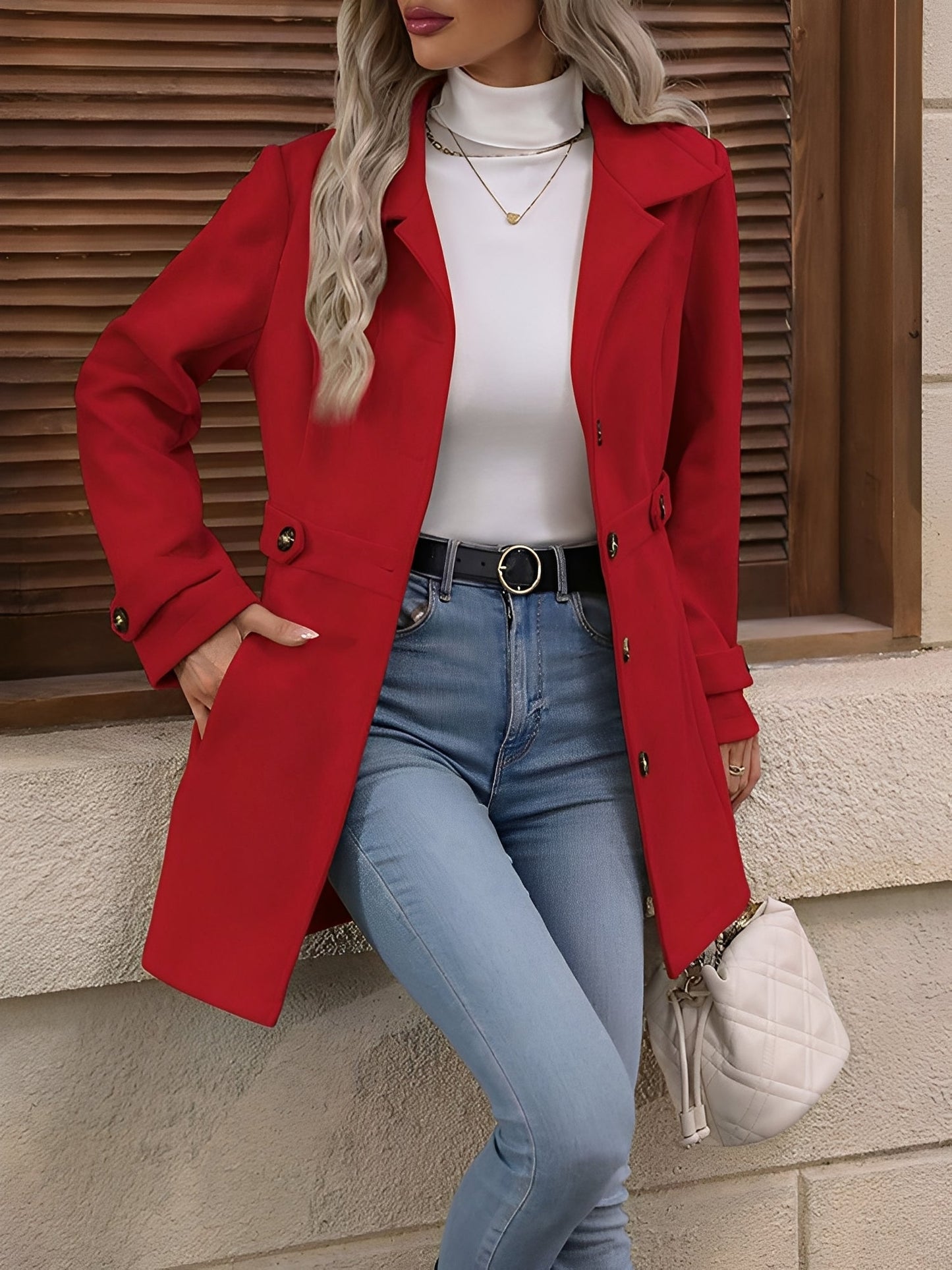 Notch Collar Belted Trench Coat - view 13