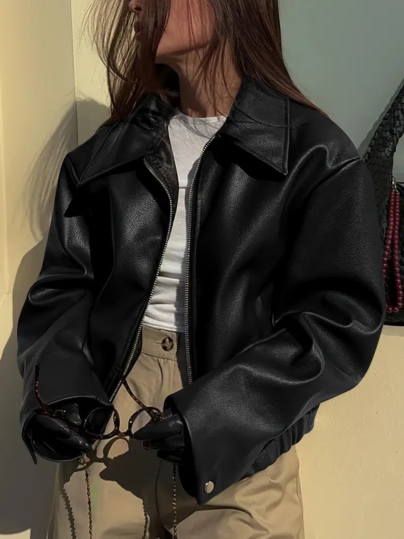 Coated Bomber Jacket with Point Collar - view 6