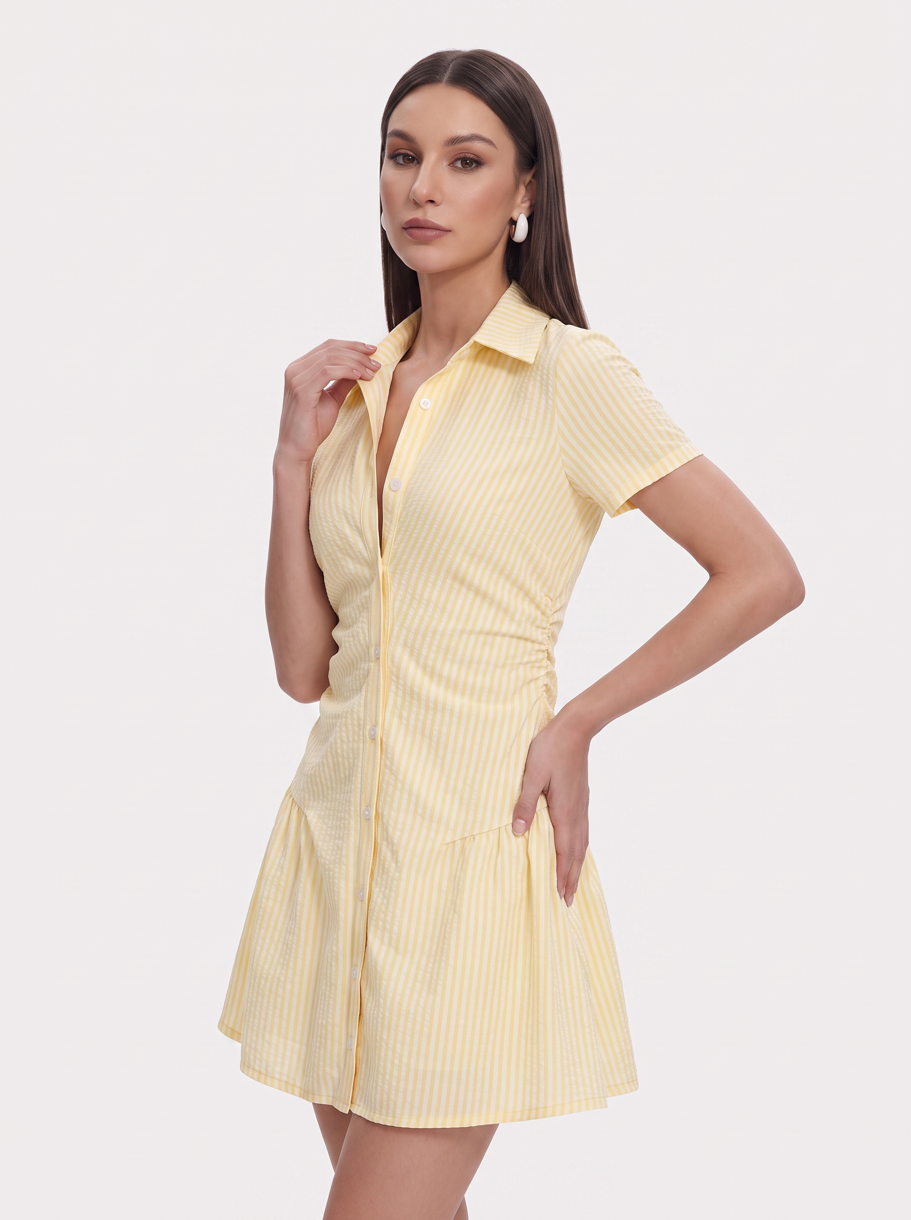 Striped V-Neck Short Sleeve Mini Dress - view 3
