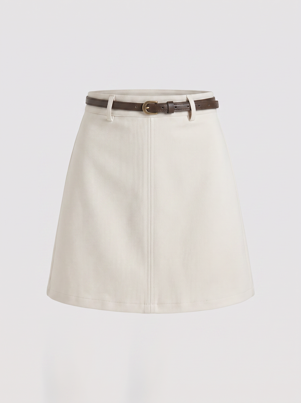 Woven mini skort with slim belt