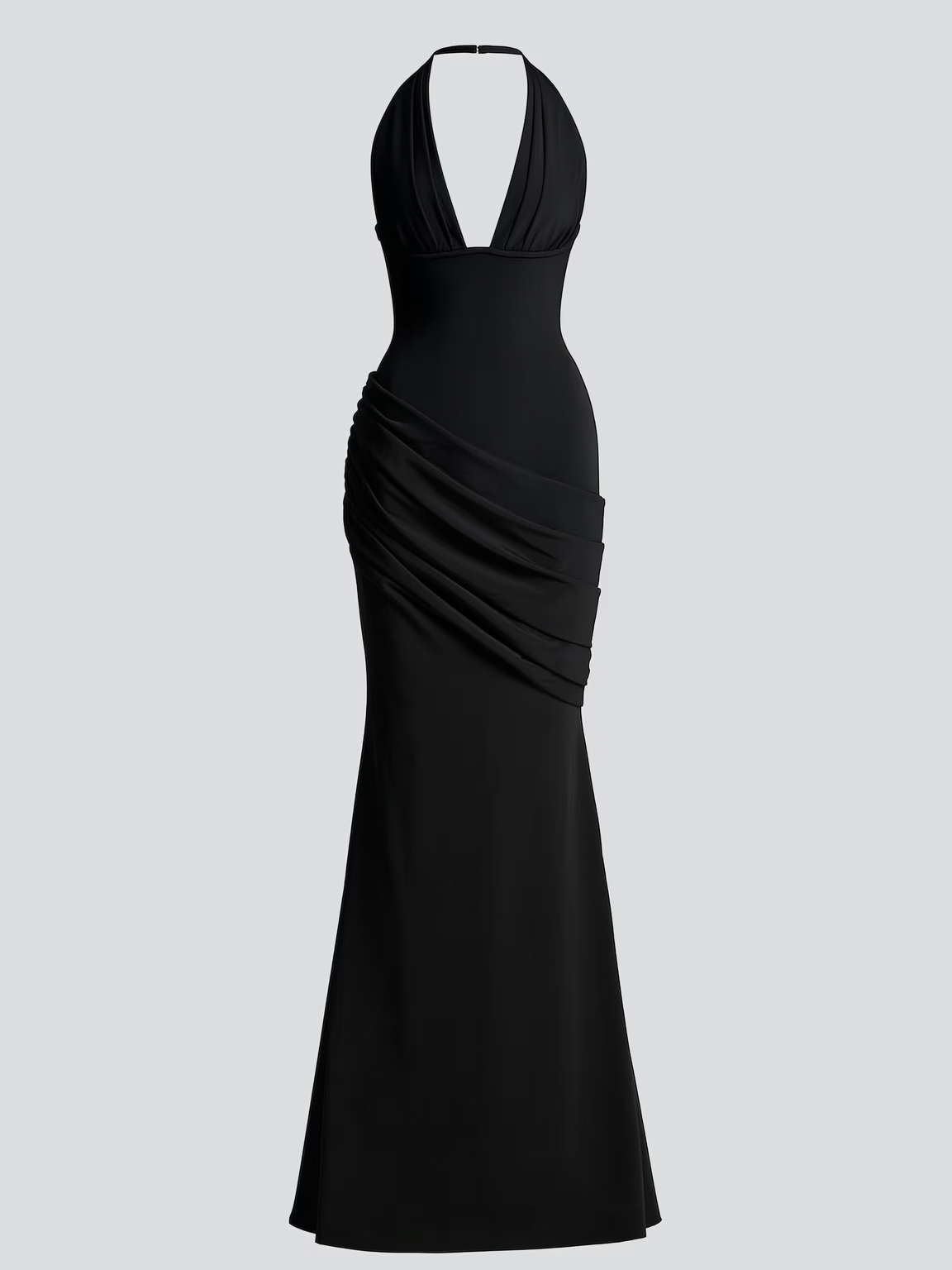 Crepe Halter Maxi Dress with Lace-Up Back