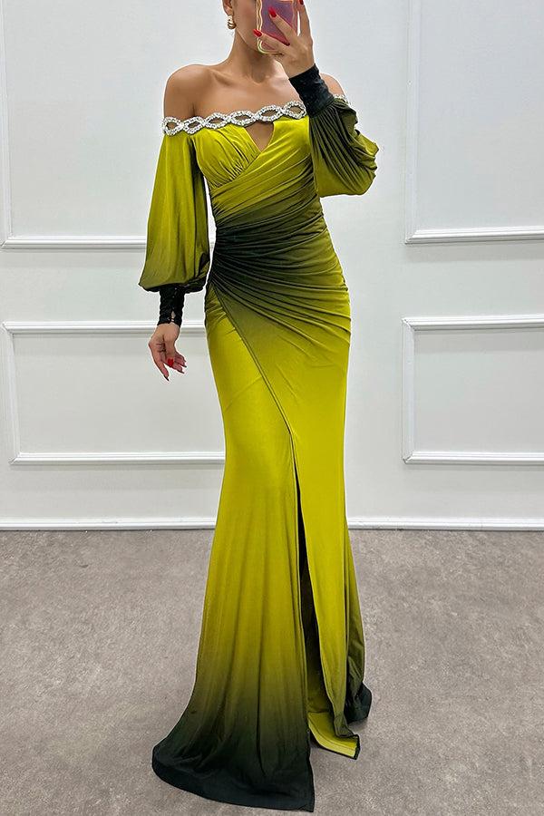 Off-Shoulder Maxi Gown With Lantern Sleeves - view 6