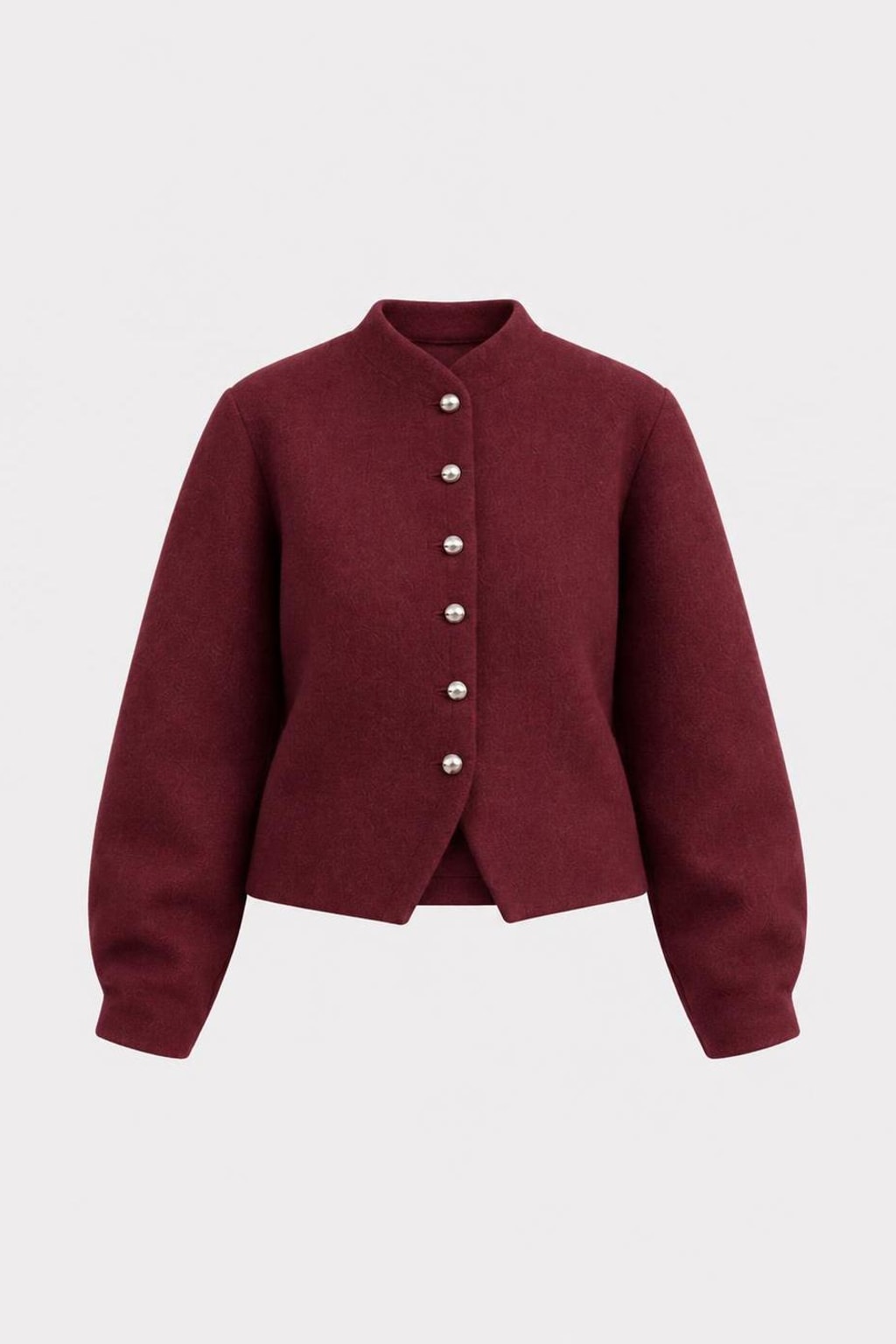 Polyester Single-Breasted Jacket In Wine Red - 1
