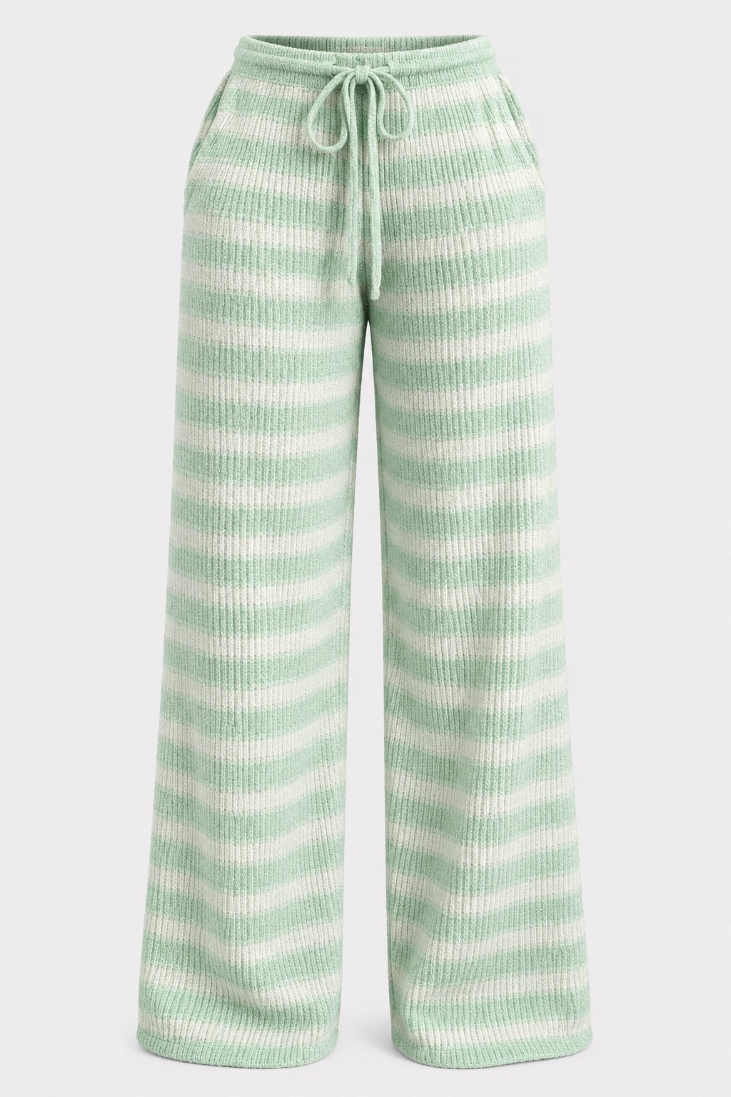 Striped Wide-Leg Pants With Drawstring Waist - 1