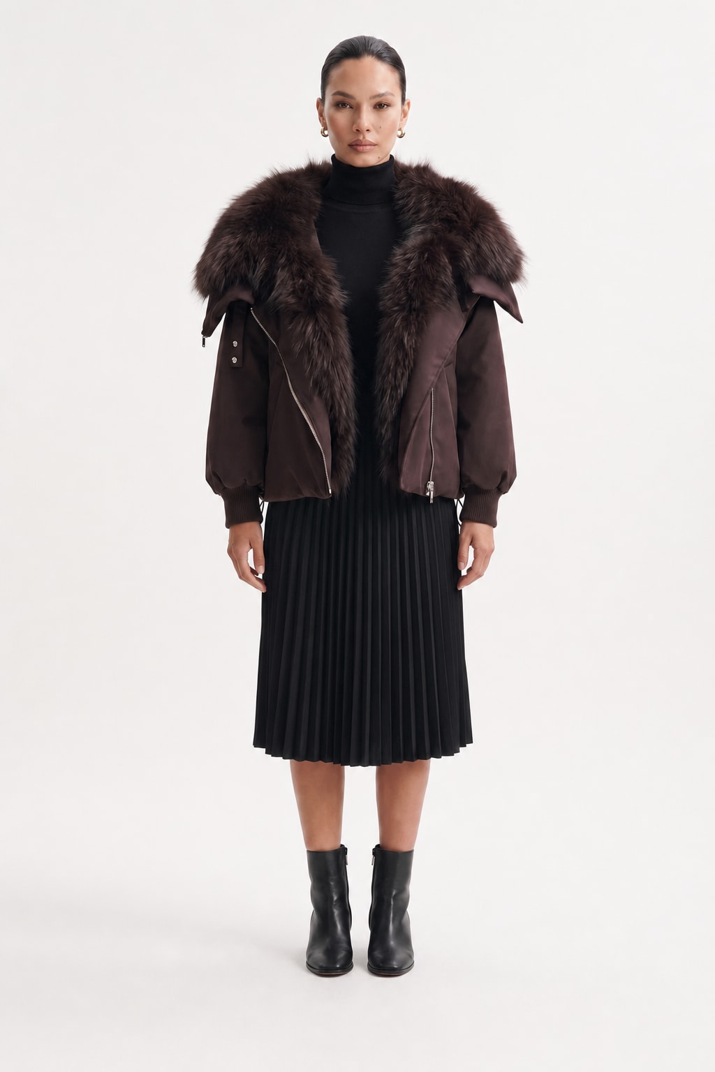 Down Jacket With Fur Collar - 2
