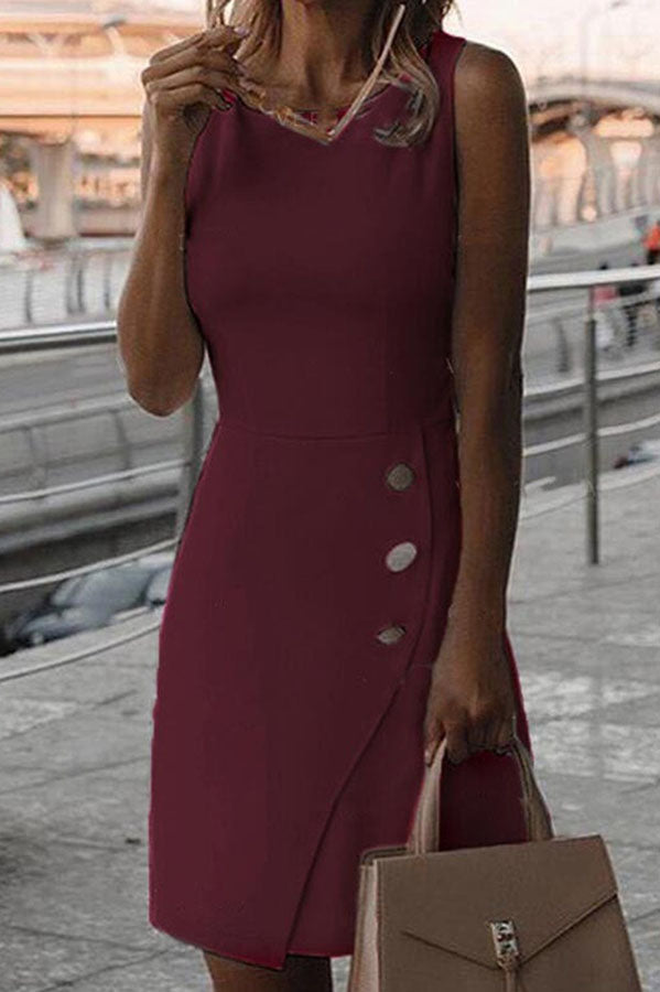 Button-Front Pencil Mini Dress - view 6