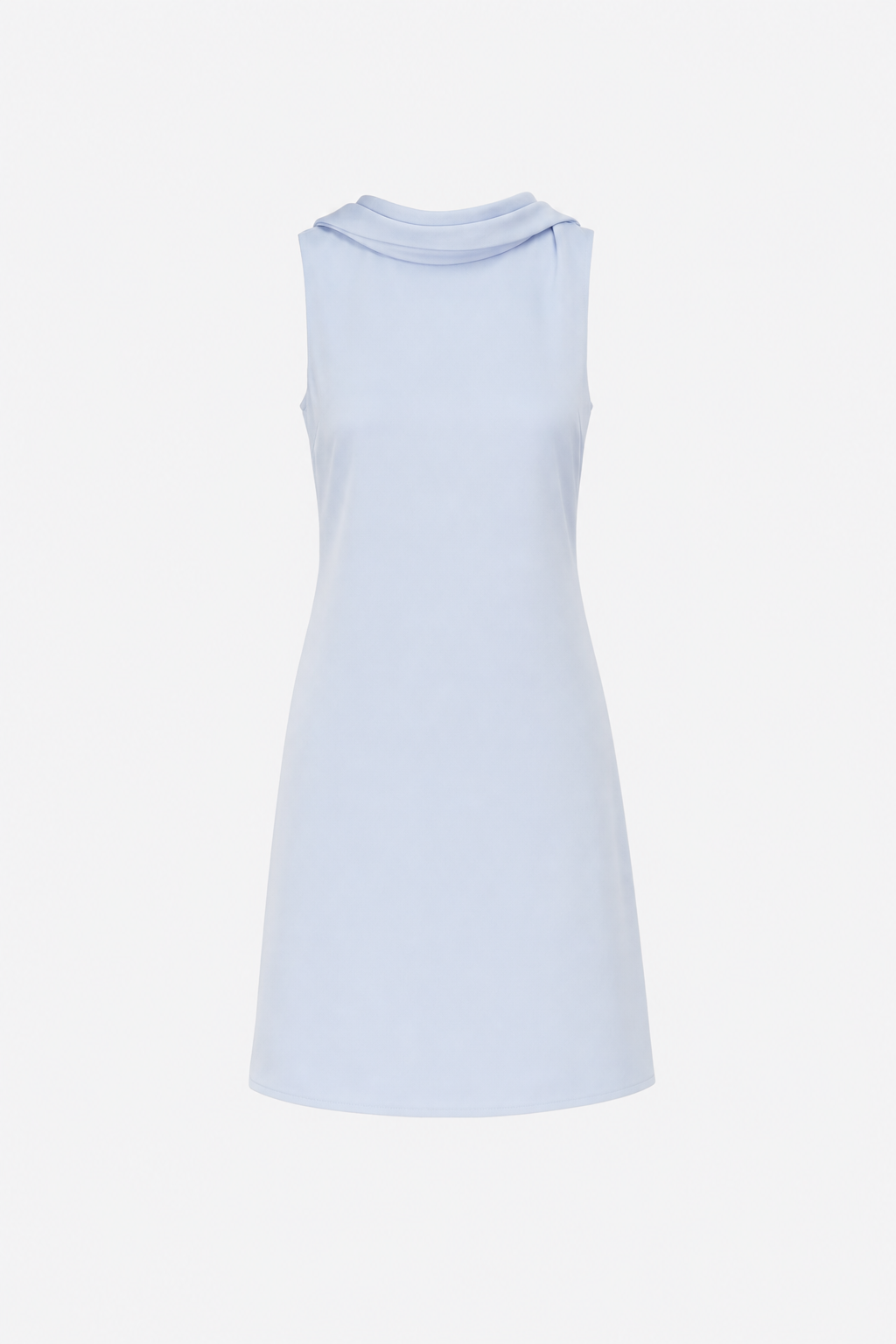 Blue Satin Cowl Neck Backless Mini Dress