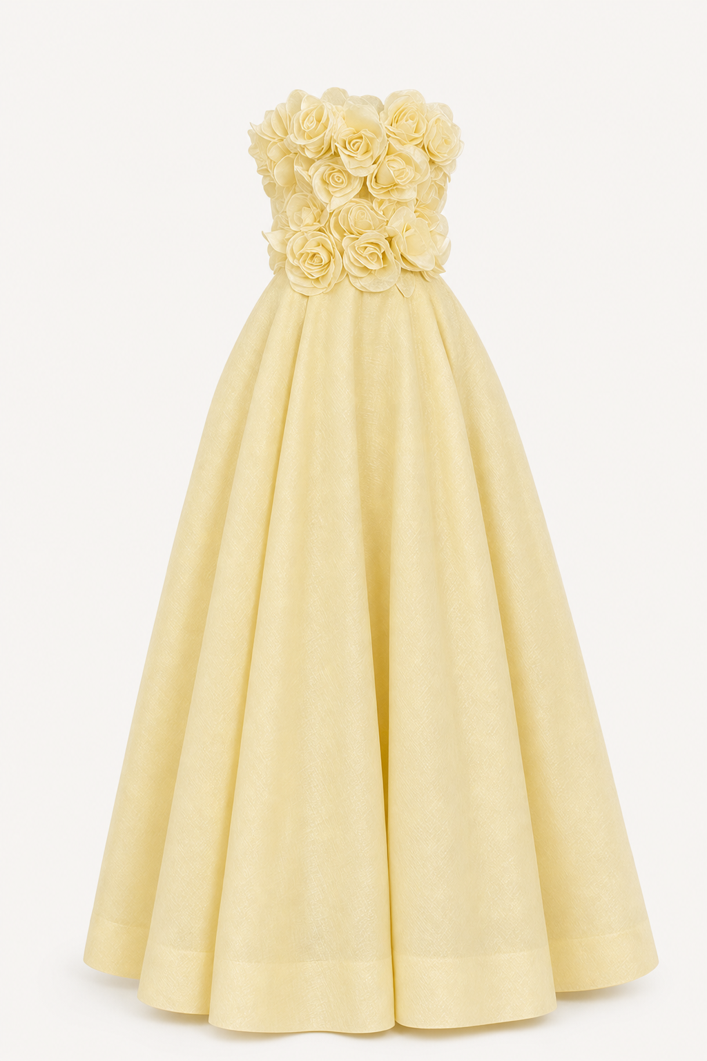 Off-Shoulder Rosette Midi Dress in Yellow
