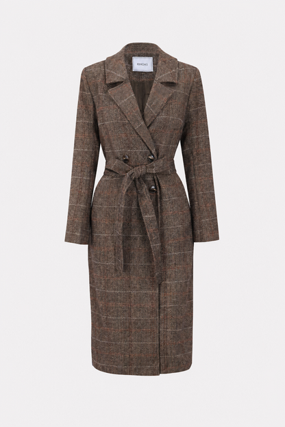 Double-Breasted Belted Coat in Coffee