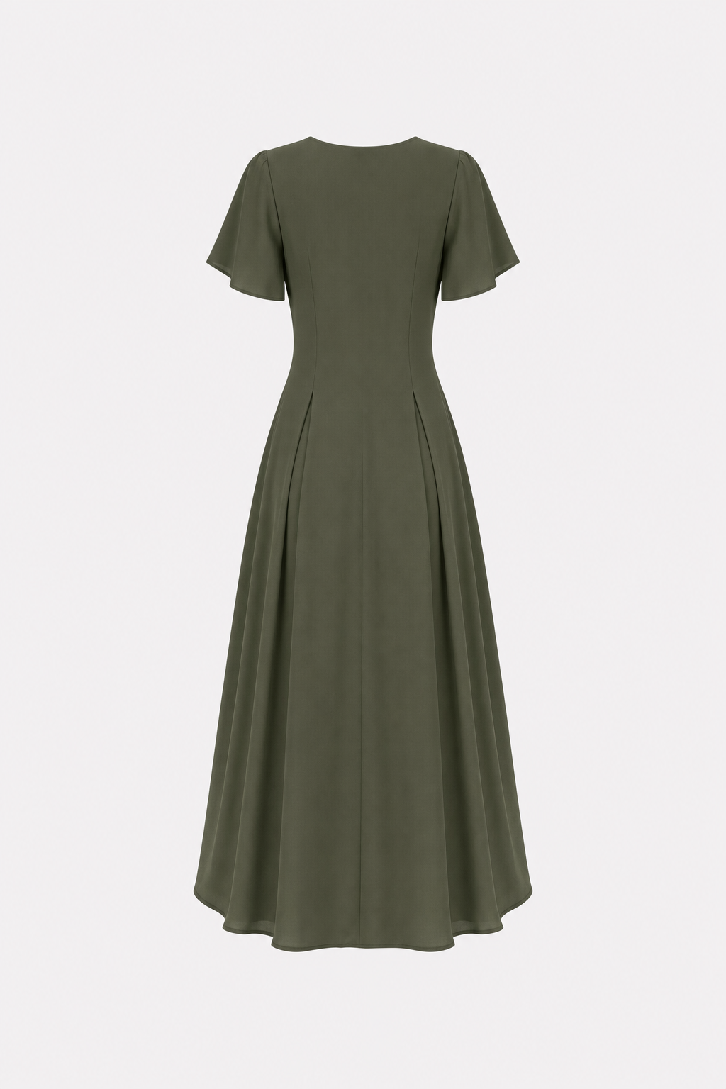 Green Sweetheart Neck Pleated Chiffon Maxi Dress