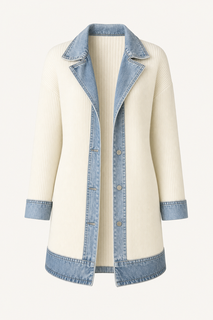 Layered Knit Button Jacket