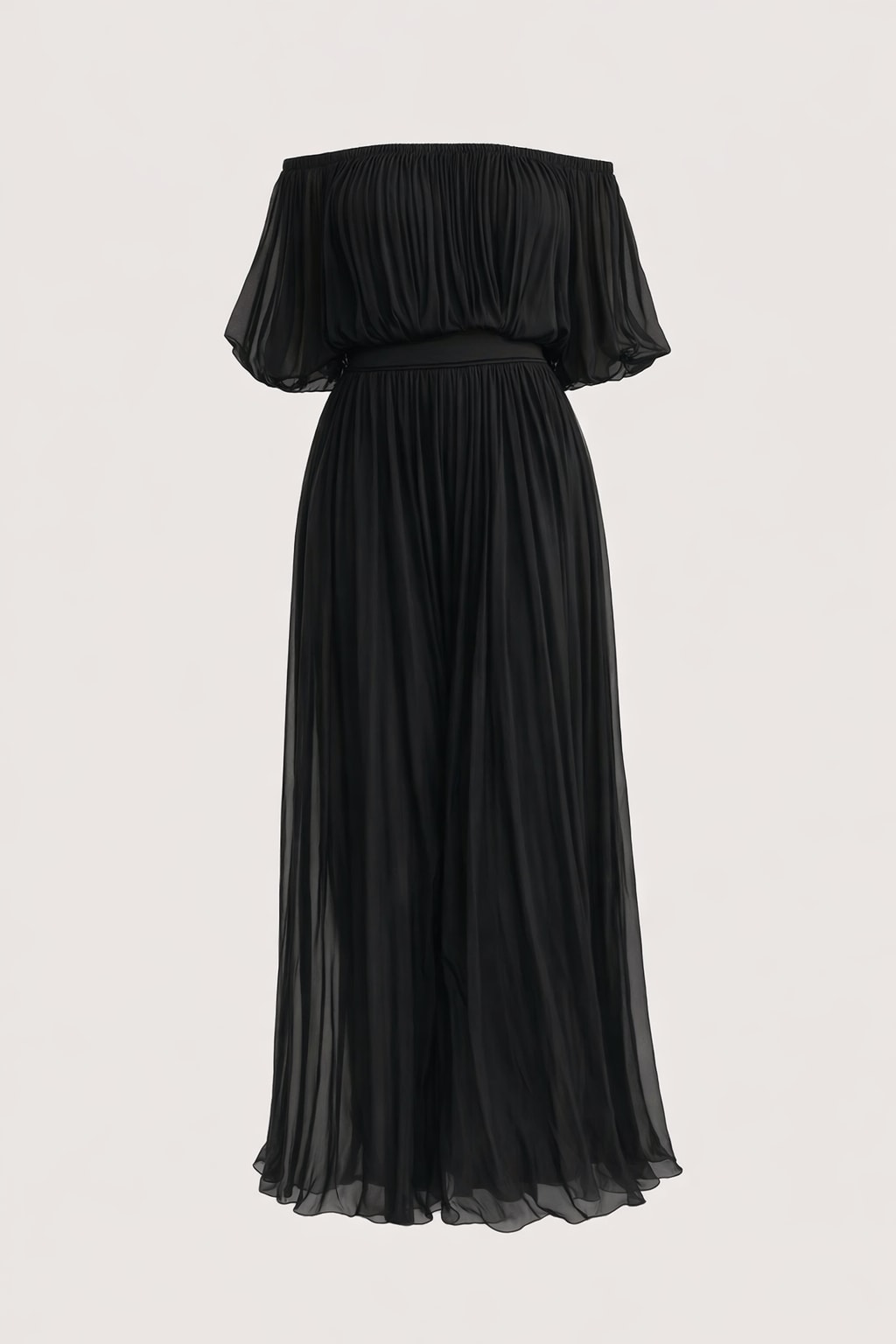 Chiffon Maxi Dress Off-Shoulder Ruched Silhouette - 1