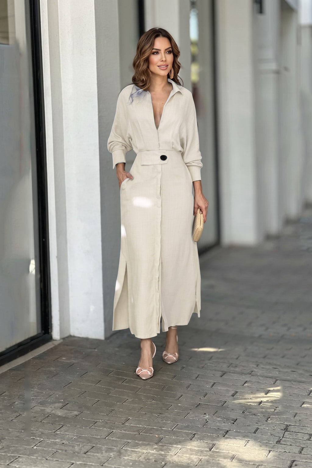 Tied-Waist Shirt Maxi Dress - 12