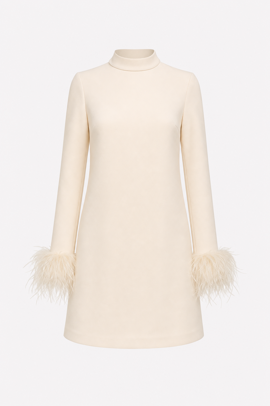 Feather Trim Sleeve Mini Dress