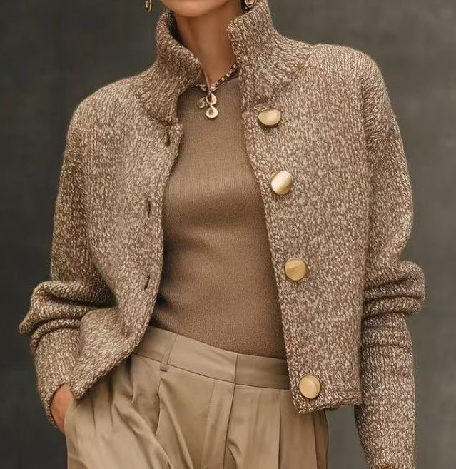 Stand Collar Knit Sweater Jacket - view 3