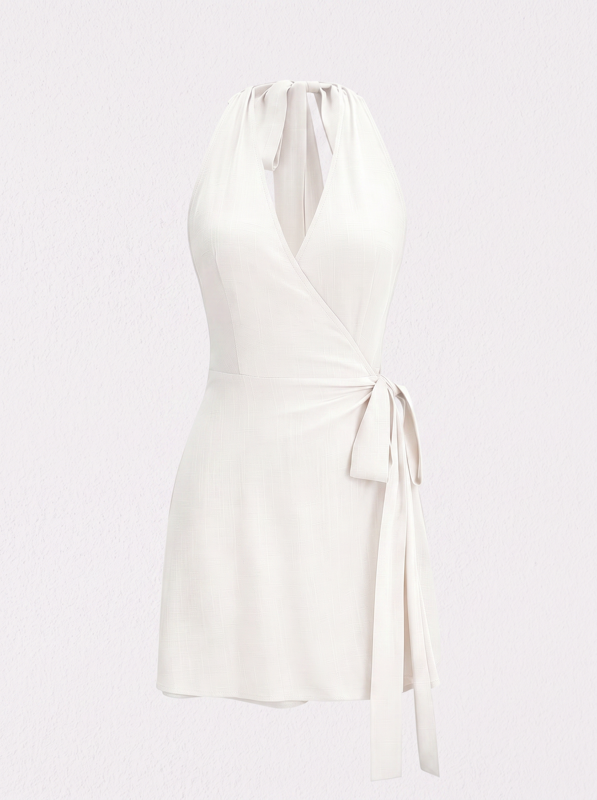 Viscose linen halter mini dress - view 5