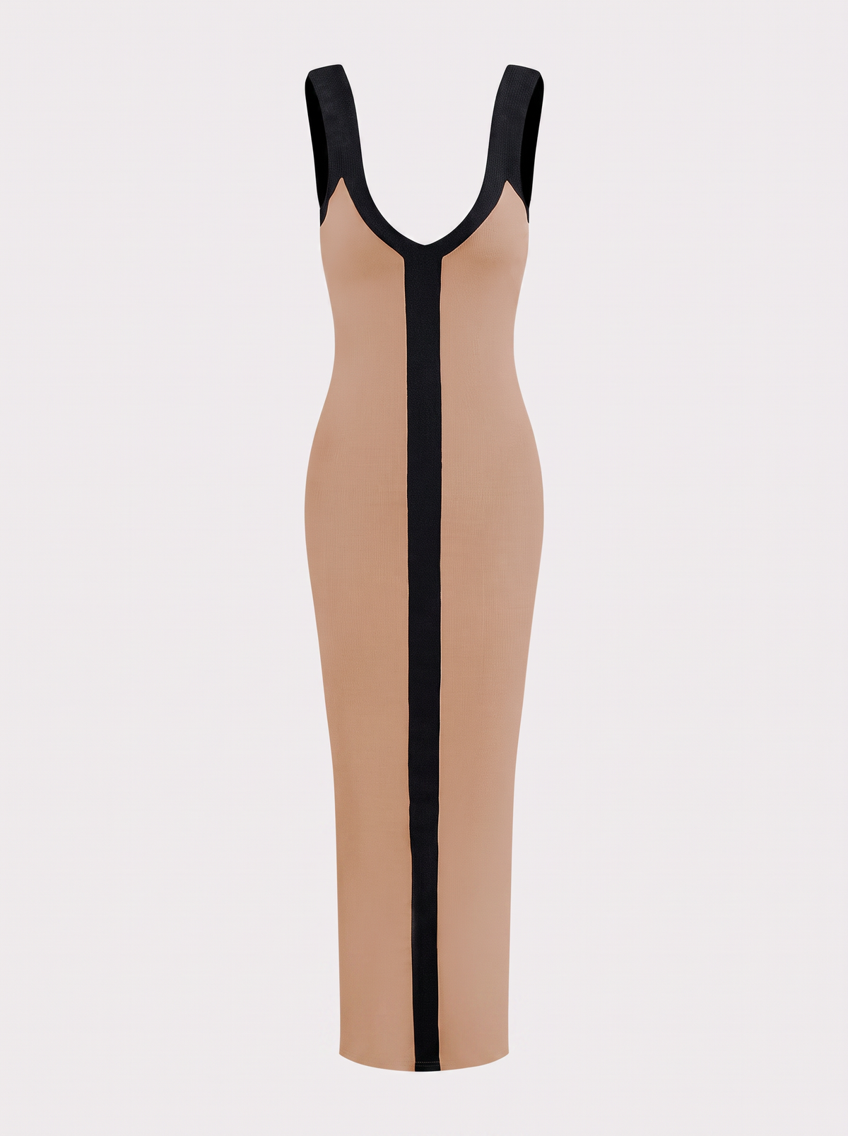Ribbed colorblock maxi dress with side split - view 8