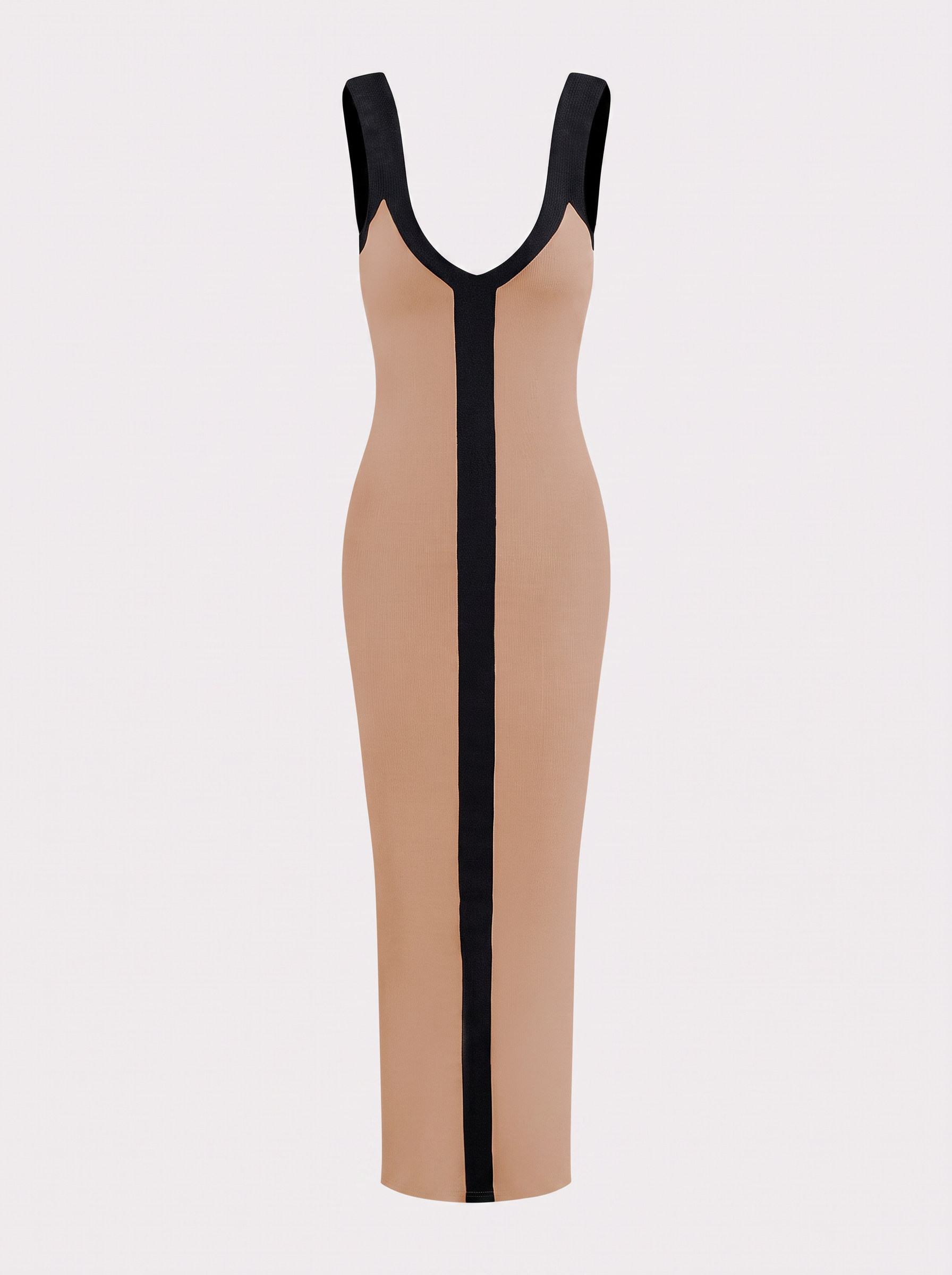 Ribbed colorblock maxi dress with side split - view 8
