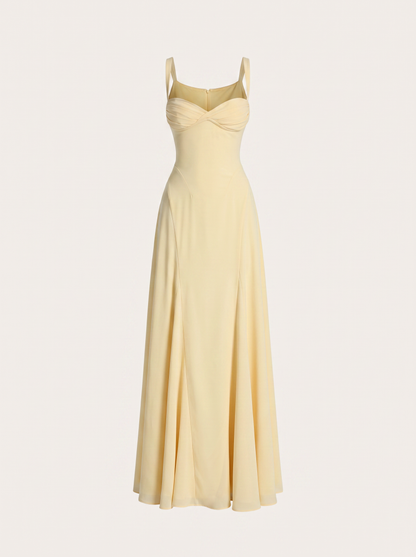 Chiffon Bustier Maxi Dress with Lace-Up Back
