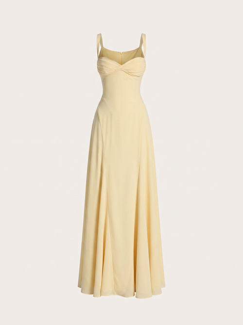 Chiffon Bustier Maxi Dress with Lace-Up Back