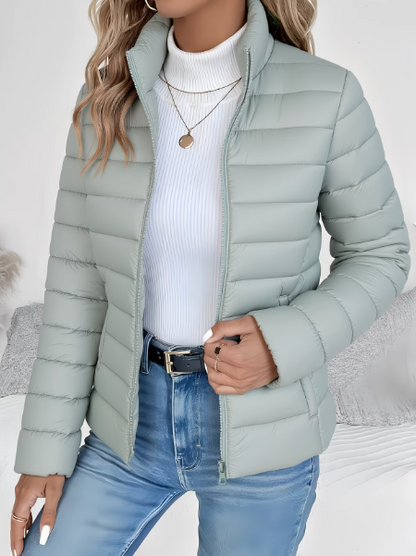 Lightweight quilted spring jacket with stand collar - view 2