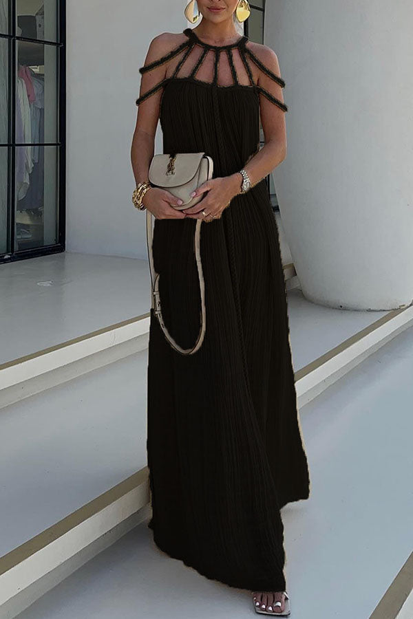 Braided Back Linen Blend Maxi Dress - view 7