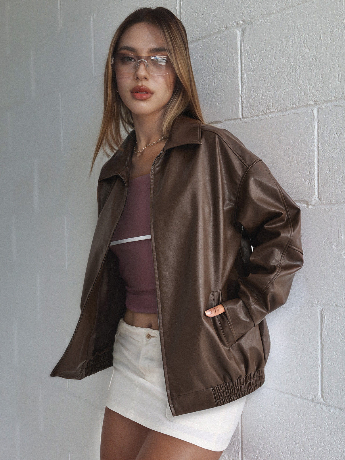Leather Oversized Biker Effortless Jacket - 2