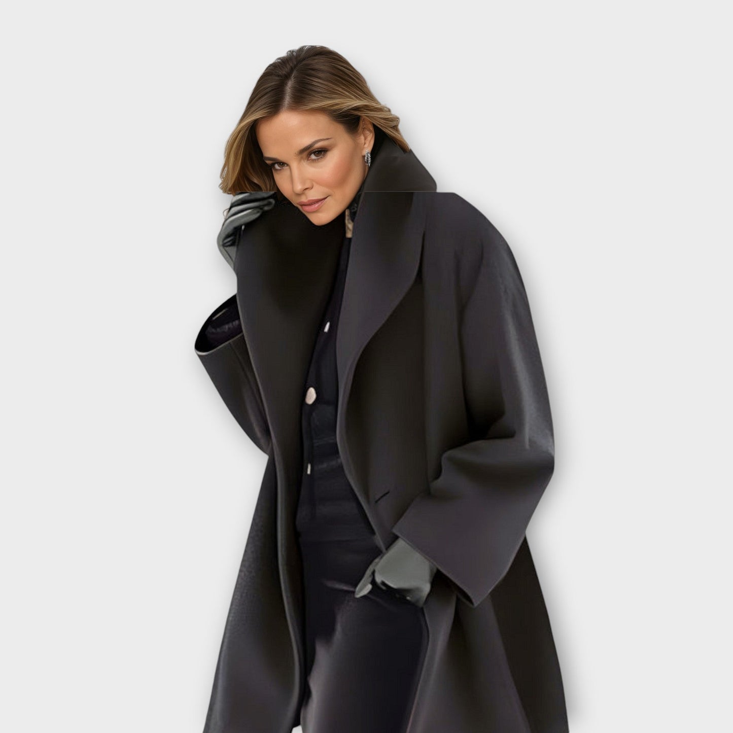 Belted oversized coat with tie-front cord - view 4