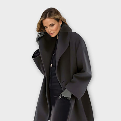 Belted oversized coat with tie-front cord - view 4