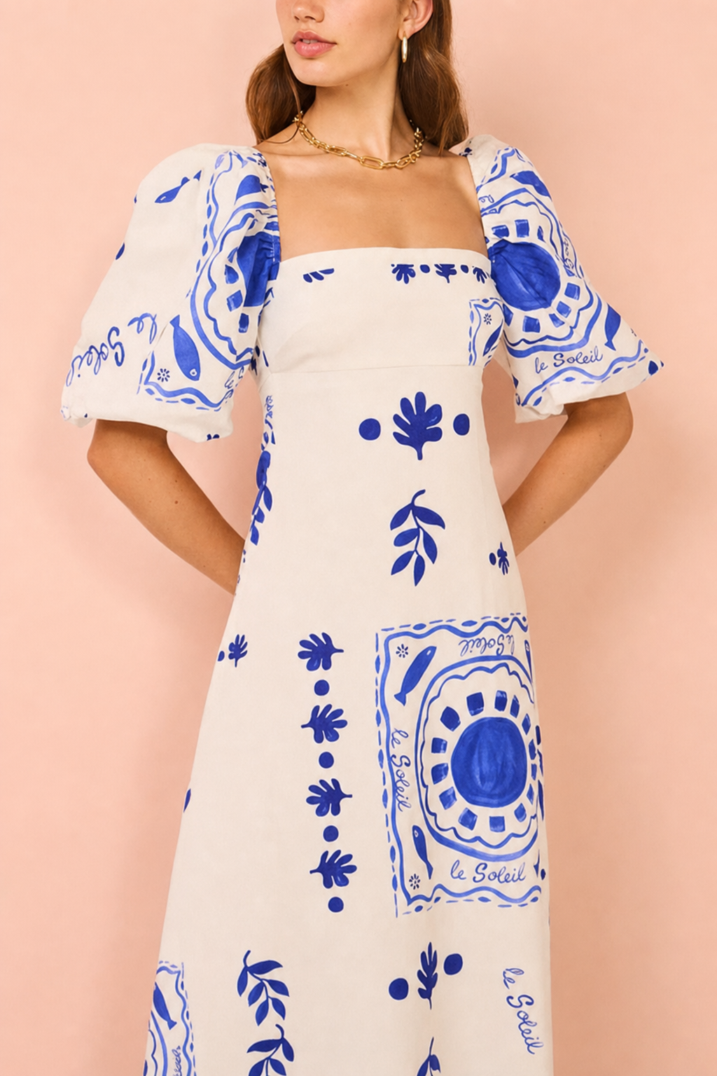 Square Neck Linen Blend Maxi Dress - view 6