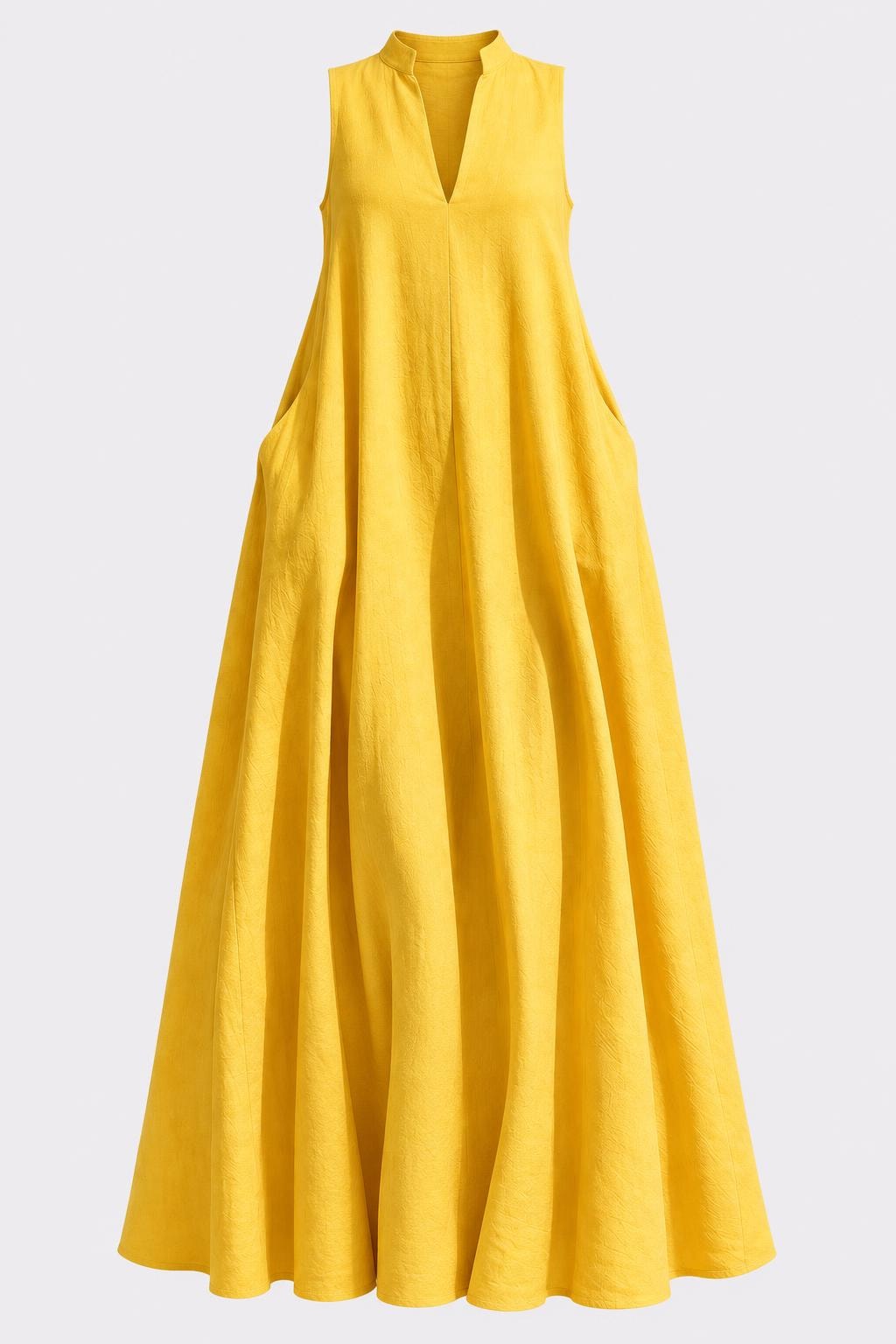 Polyester Maxi Dress With Split Neck - 1