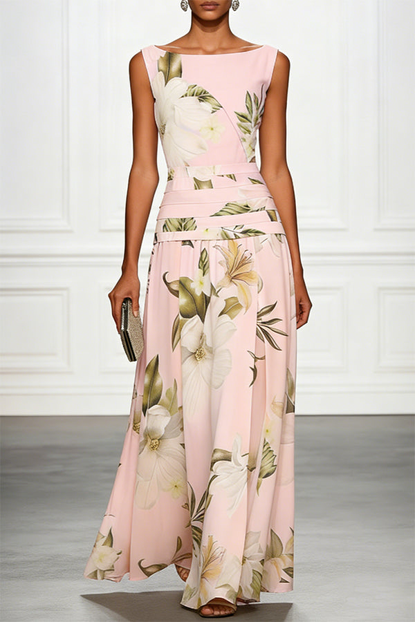 Boat Neck A-Line Maxi Dress - view 4