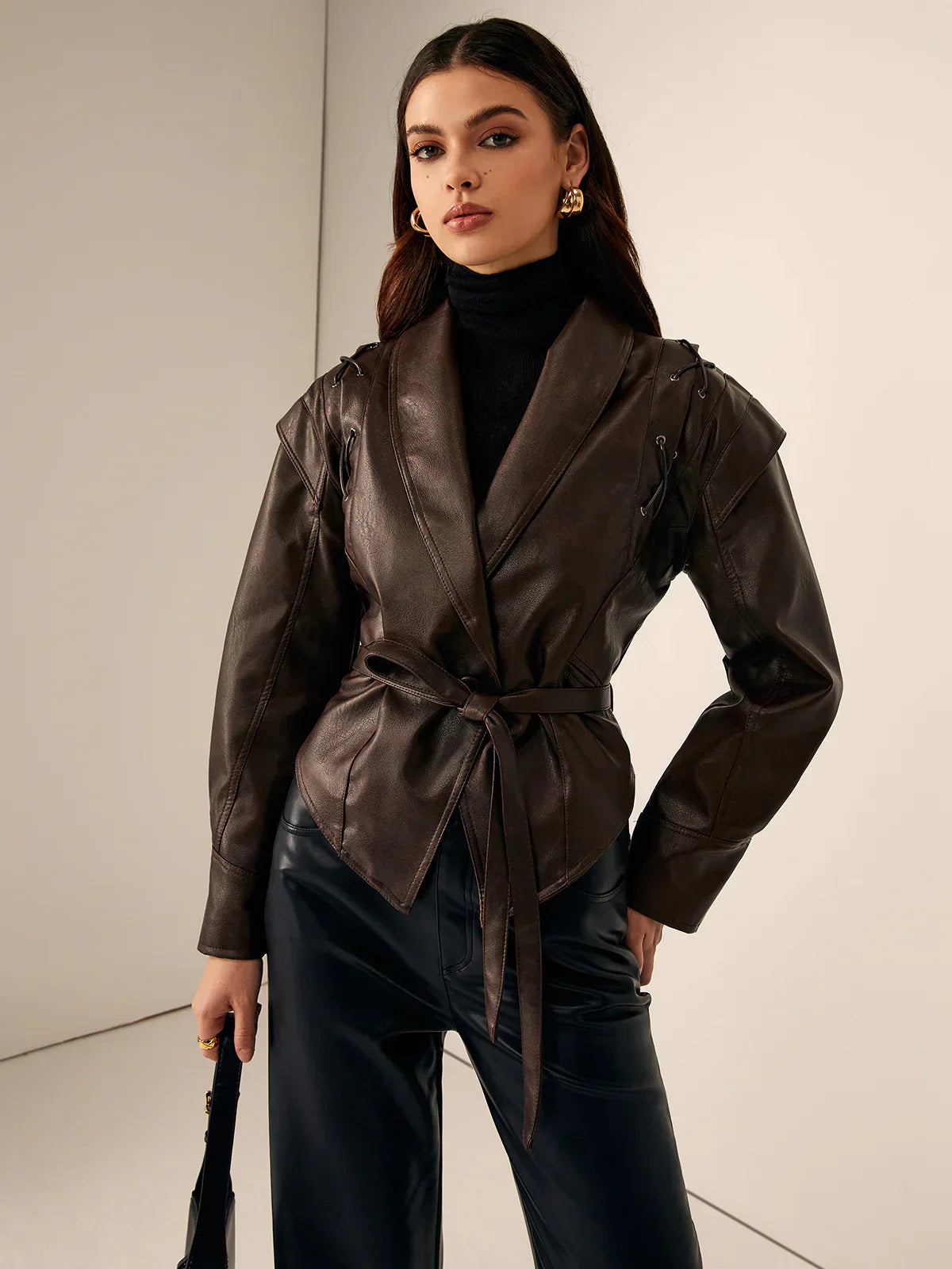 Relaxed Leather Biker Jacket - view 8