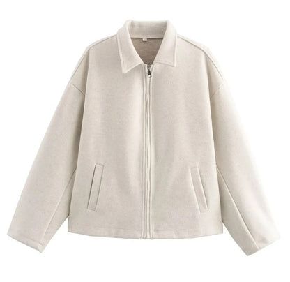 Wool blend cropped jacket with wide collar - view 8